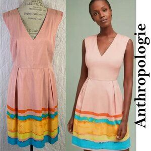 Anthropologie Painterly Pink Sleeveless Dress By Tracy Reese